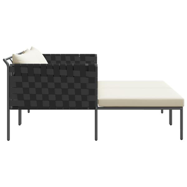Grote foto vidaxl ligbed 2 persoons met kussens 115x153x69 5 cm staal antraciet tuin en terras tuinmeubelen