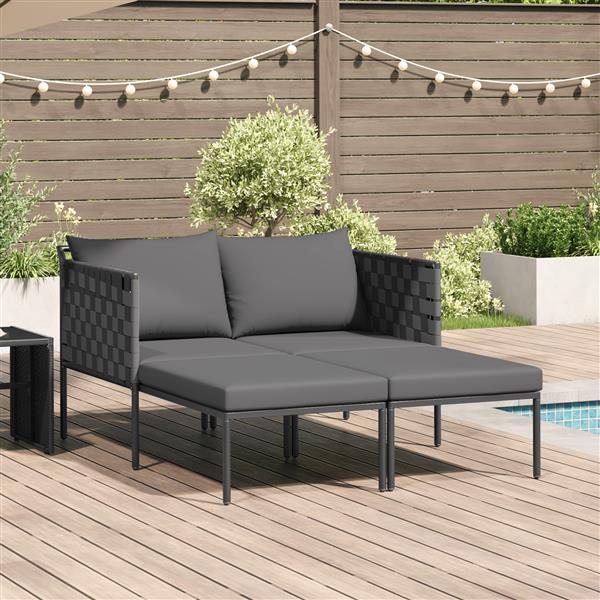 Grote foto vidaxl ligbed 2 persoons met kussens 115x153x69 5 cm staal antraciet tuin en terras tuinmeubelen