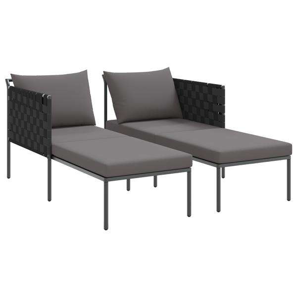 Grote foto vidaxl ligbed 2 persoons met kussens 115x153x69 5 cm staal antraciet tuin en terras tuinmeubelen