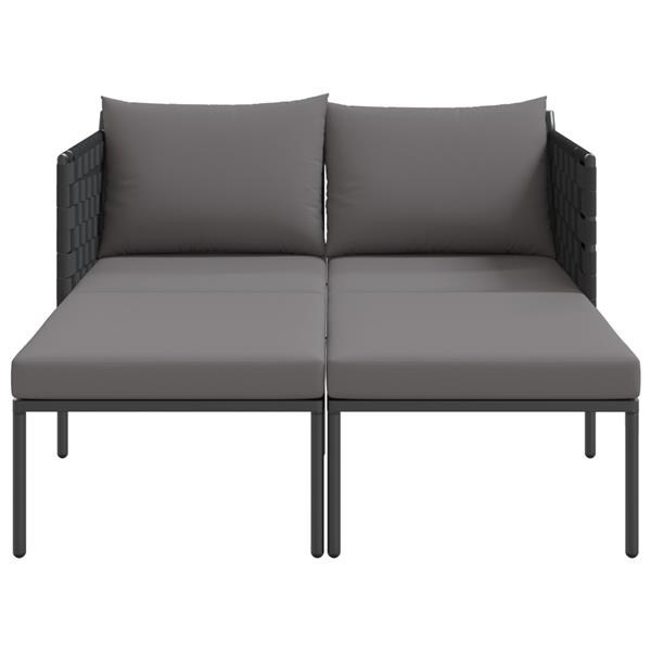 Grote foto vidaxl ligbed 2 persoons met kussens 115x153x69 5 cm staal antraciet tuin en terras tuinmeubelen