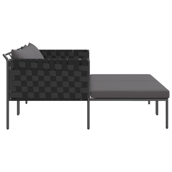 Grote foto vidaxl ligbed 2 persoons met kussens 115x153x69 5 cm staal antraciet tuin en terras tuinmeubelen