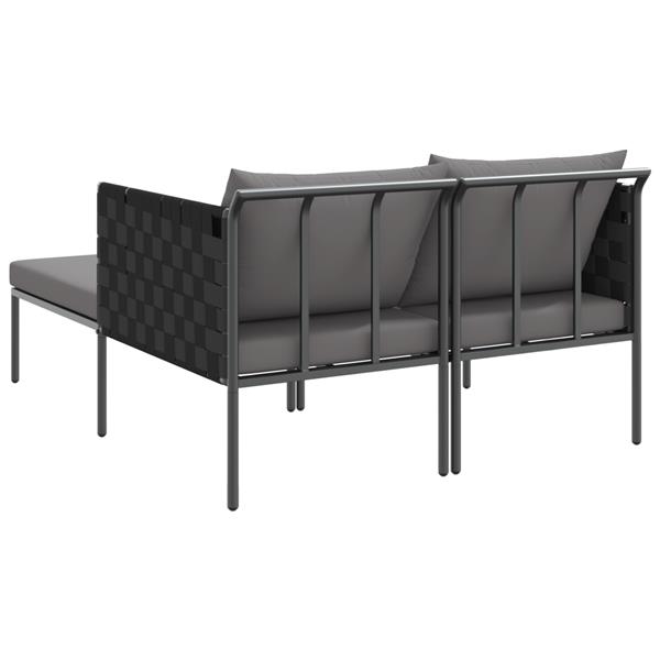 Grote foto vidaxl ligbed 2 persoons met kussens 115x153x69 5 cm staal antraciet tuin en terras tuinmeubelen