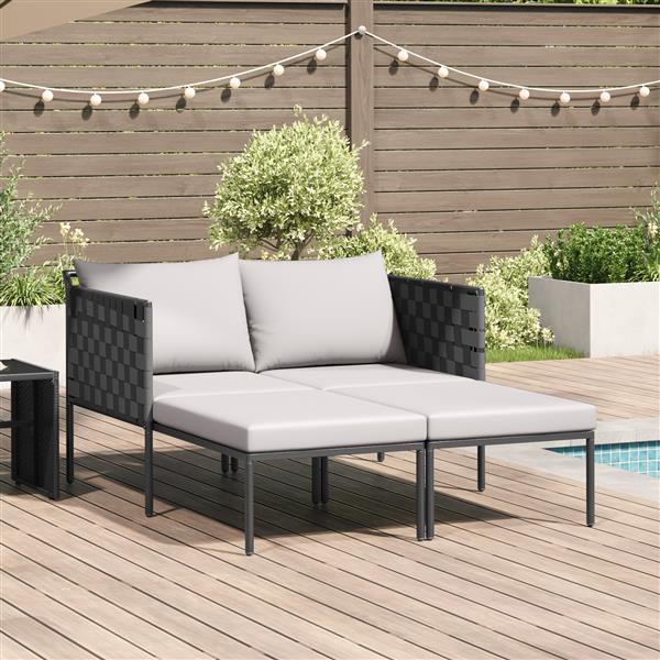 Grote foto vidaxl ligbed 2 persoons met kussens 115x153x69 5 cm staal antraciet tuin en terras tuinmeubelen