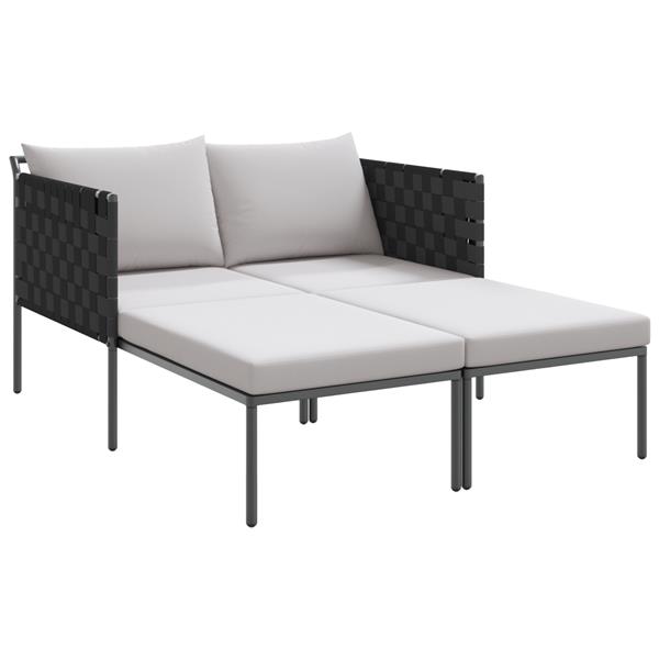 Grote foto vidaxl ligbed 2 persoons met kussens 115x153x69 5 cm staal antraciet tuin en terras tuinmeubelen