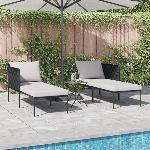 Grote foto vidaxl ligbed 2 persoons met kussens 115x153x69 5 cm staal antraciet tuin en terras tuinmeubelen