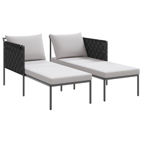 Grote foto vidaxl ligbed 2 persoons met kussens 115x153x69 5 cm staal antraciet tuin en terras tuinmeubelen