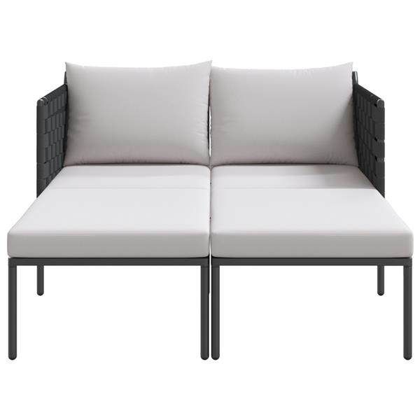 Grote foto vidaxl ligbed 2 persoons met kussens 115x153x69 5 cm staal antraciet tuin en terras tuinmeubelen