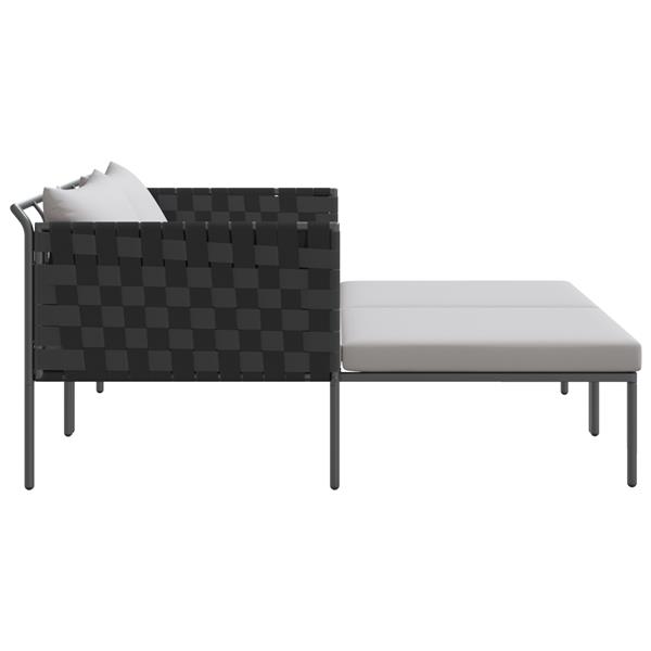 Grote foto vidaxl ligbed 2 persoons met kussens 115x153x69 5 cm staal antraciet tuin en terras tuinmeubelen