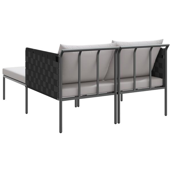 Grote foto vidaxl ligbed 2 persoons met kussens 115x153x69 5 cm staal antraciet tuin en terras tuinmeubelen