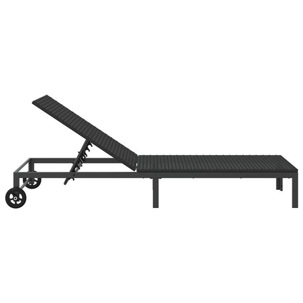 Grote foto vidaxl ligbed met wielen poly rattan zwart tuin en terras tuinmeubelen