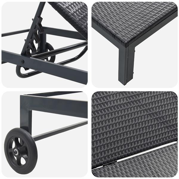 Grote foto vidaxl ligbed met wielen poly rattan zwart tuin en terras tuinmeubelen