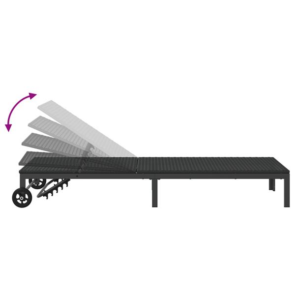 Grote foto vidaxl ligbed met wielen poly rattan zwart tuin en terras tuinmeubelen