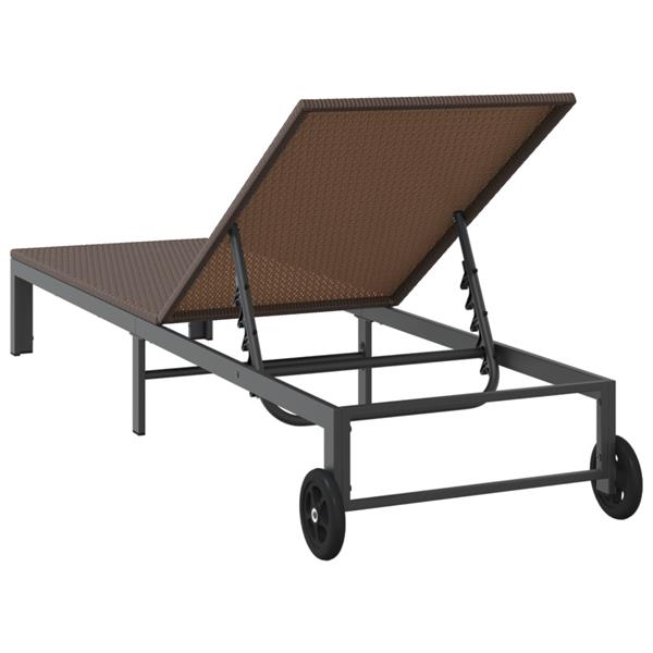 Grote foto vidaxl ligbed met wielen poly rattan bruin tuin en terras tuinmeubelen