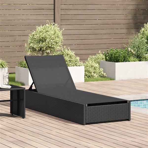 Grote foto vidaxl ligbed 60x200x27 cm poly rattan zwart tuin en terras tuinmeubelen