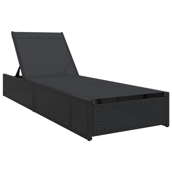 Grote foto vidaxl ligbed 60x200x27 cm poly rattan zwart tuin en terras tuinmeubelen