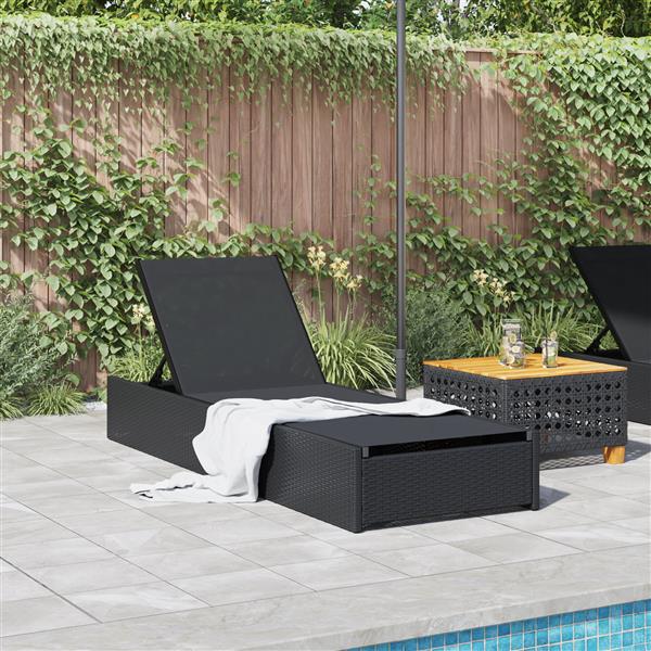 Grote foto vidaxl ligbed 60x200x27 cm poly rattan zwart tuin en terras tuinmeubelen