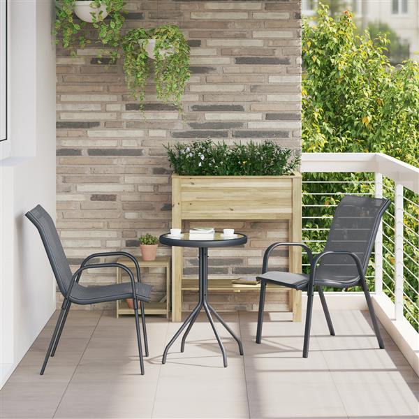 Grote foto vidaxl 3 delige bistro set voor de tuin in anthraciet textilene en staal tuin en terras tuinmeubelen