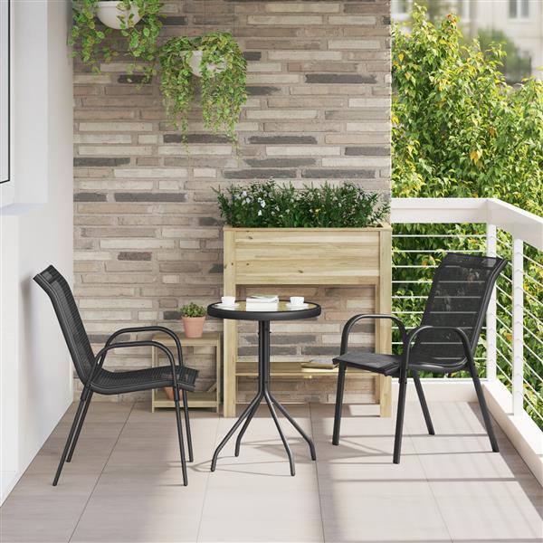 Grote foto vidaxl 3 delige bistroset voor in de tuin zwart textileen en staal tuin en terras tuinmeubelen