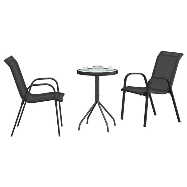 Grote foto vidaxl 3 delige bistroset voor in de tuin zwart textileen en staal tuin en terras tuinmeubelen