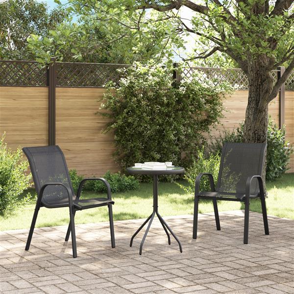 Grote foto vidaxl 3 delige bistroset voor in de tuin zwart textileen en staal tuin en terras tuinmeubelen