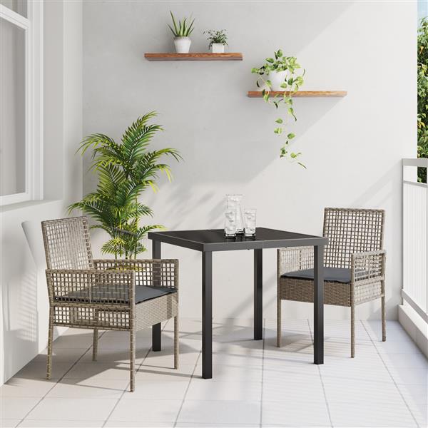 Grote foto vidaxl tuinstoelen 2 st met kussens poly rattan grijs tuin en terras tuinmeubelen