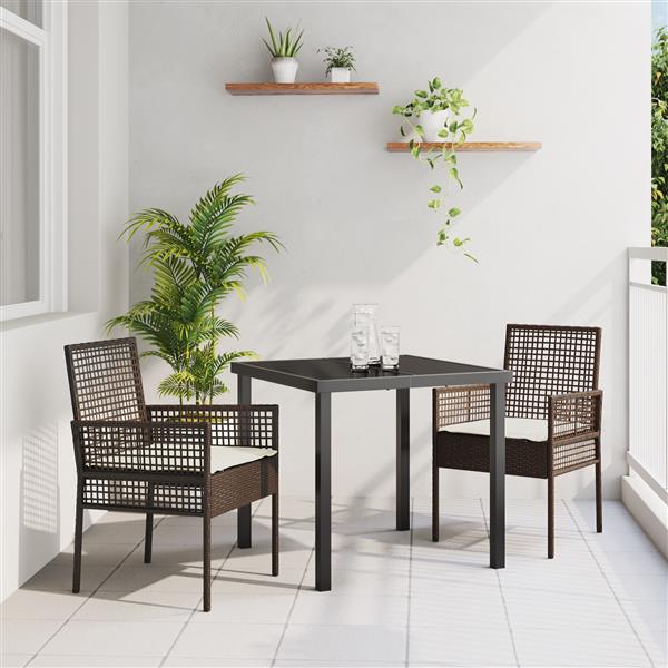 Grote foto vidaxl tuinstoelen 2 st met kussens poly rattan bruin tuin en terras tuinmeubelen