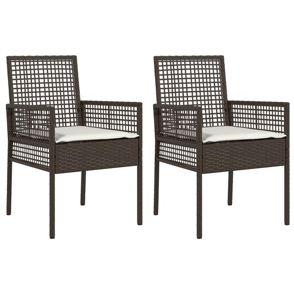Grote foto vidaxl tuinstoelen 2 st met kussens poly rattan bruin tuin en terras tuinmeubelen