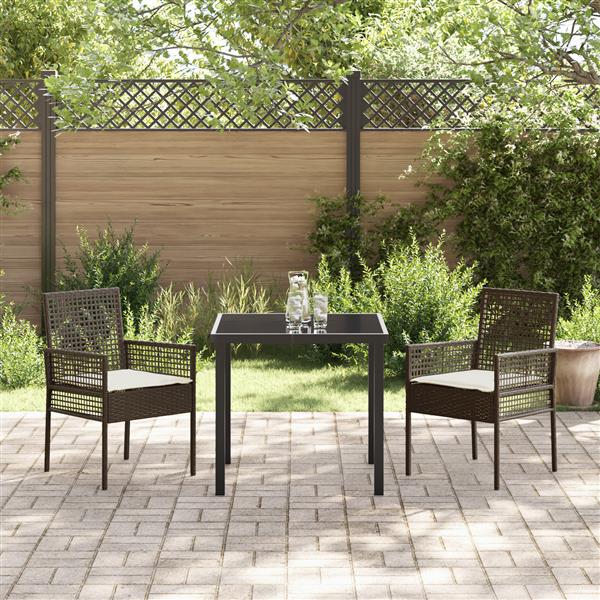 Grote foto vidaxl tuinstoelen 2 st met kussens poly rattan bruin tuin en terras tuinmeubelen