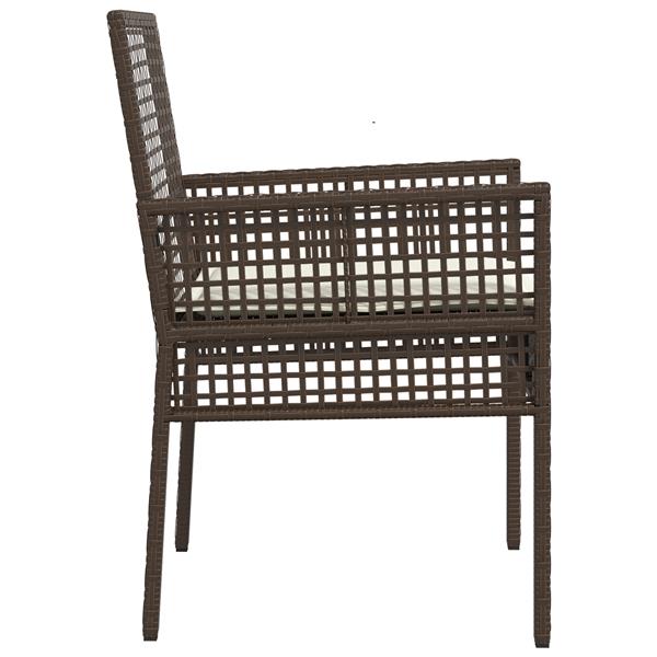 Grote foto vidaxl tuinstoelen 2 st met kussens poly rattan bruin tuin en terras tuinmeubelen