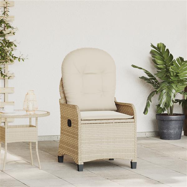 Grote foto vidaxl stoel verstelbaar met kussen poly rattan beige tuin en terras tuinmeubelen