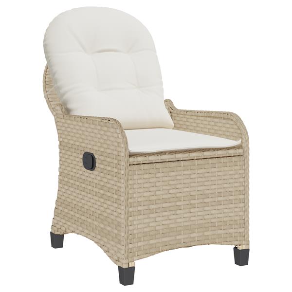 Grote foto vidaxl stoel verstelbaar met kussen poly rattan beige tuin en terras tuinmeubelen