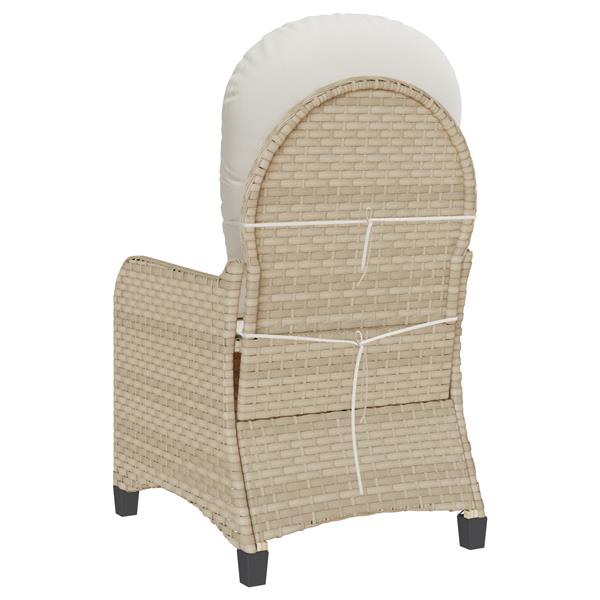 Grote foto vidaxl stoel verstelbaar met kussen poly rattan beige tuin en terras tuinmeubelen
