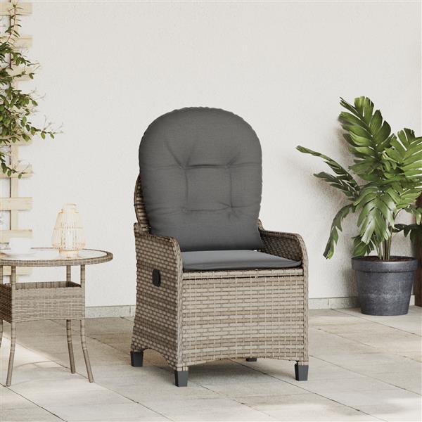 Grote foto vidaxl stoel verstelbaar met kussen poly rattan grijs tuin en terras tuinmeubelen