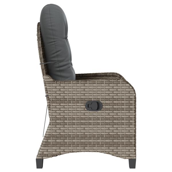 Grote foto vidaxl stoel verstelbaar met kussen poly rattan grijs tuin en terras tuinmeubelen