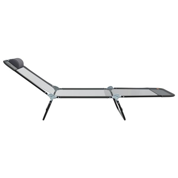 Grote foto vidaxl inklapbare zon ligstoelen 2 stuks met hoofdkussen grijze textilene tuin en terras tuinmeubelen