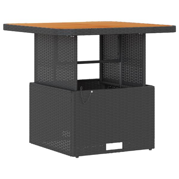 Grote foto vidaxl 3 delige tuinset met kussens poly rattan acaciahout zwart tuin en terras tuinmeubelen