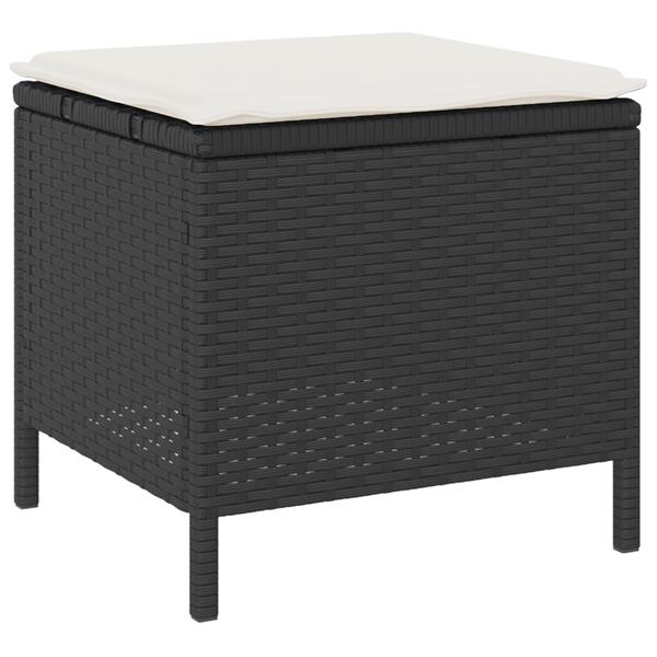 Grote foto vidaxl 3 delige tuinset met kussens poly rattan acaciahout zwart tuin en terras tuinmeubelen