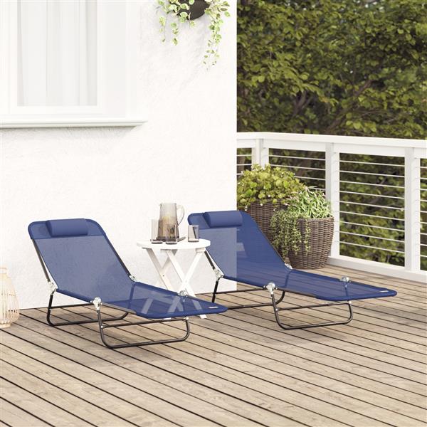 Grote foto vidaxl inklapbare zonnebeden 2 stuks met hoofdkussen marine textileen tuin en terras tuinmeubelen