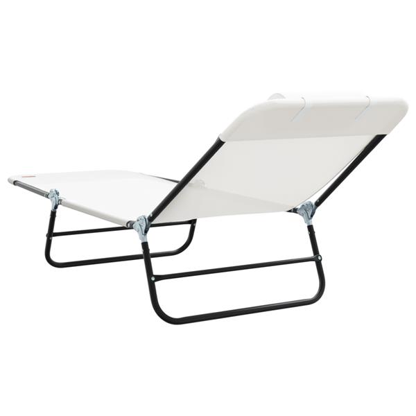 Grote foto vidaxl opvouwbare zonnebank met hoofdkussen cr me textilene tuin en terras tuinmeubelen