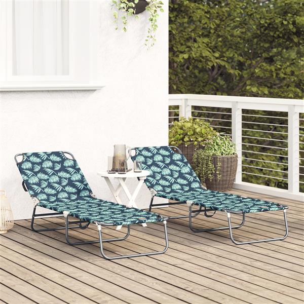 Grote foto vidaxl opvouwbaar ligbed 2 stuks draagbaar bladvorm 600d oxford stof tuin en terras tuinmeubelen