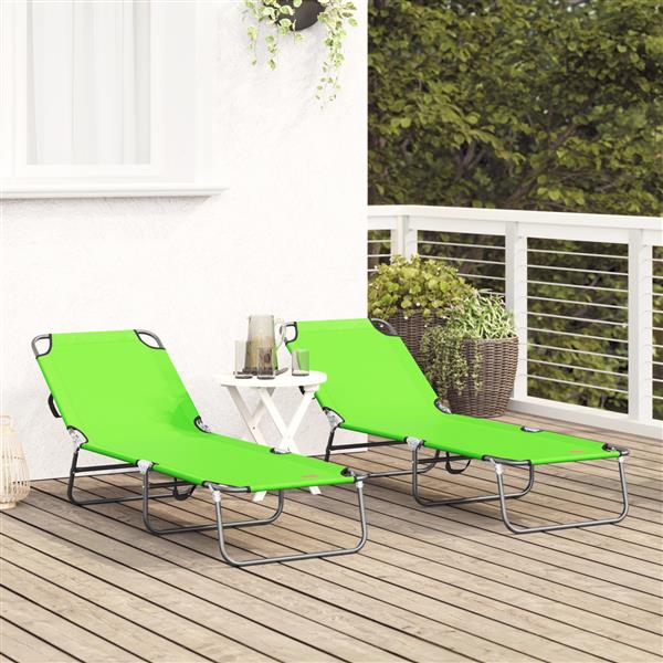 Grote foto vidaxl opvouwbare ligbedden 2 stuks draagbaar groen 600d oxford stof tuin en terras tuinmeubelen