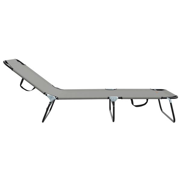 Grote foto vidaxl vouwbaar ligbed draagbaar grijs 600d oxford stof tuin en terras tuinmeubelen