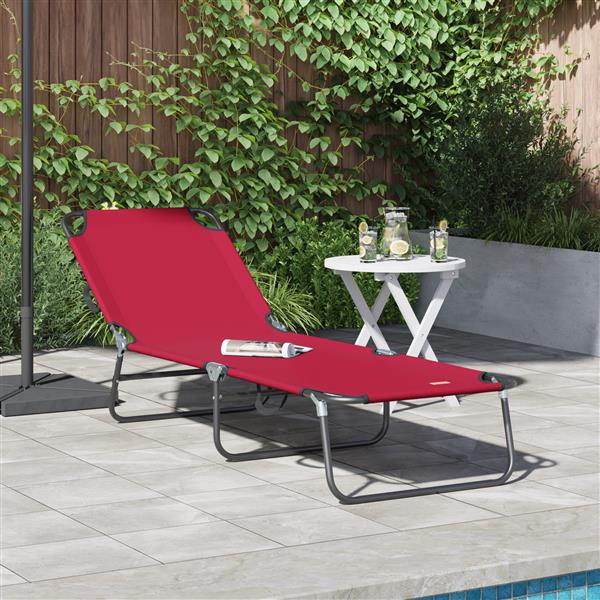 Grote foto vidaxl opvouwbare ligbed draagbaar rood 600d oxford stof tuin en terras tuinmeubelen