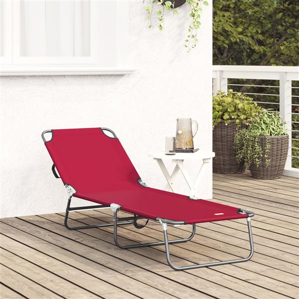 Grote foto vidaxl opvouwbare ligbed draagbaar rood 600d oxford stof tuin en terras tuinmeubelen