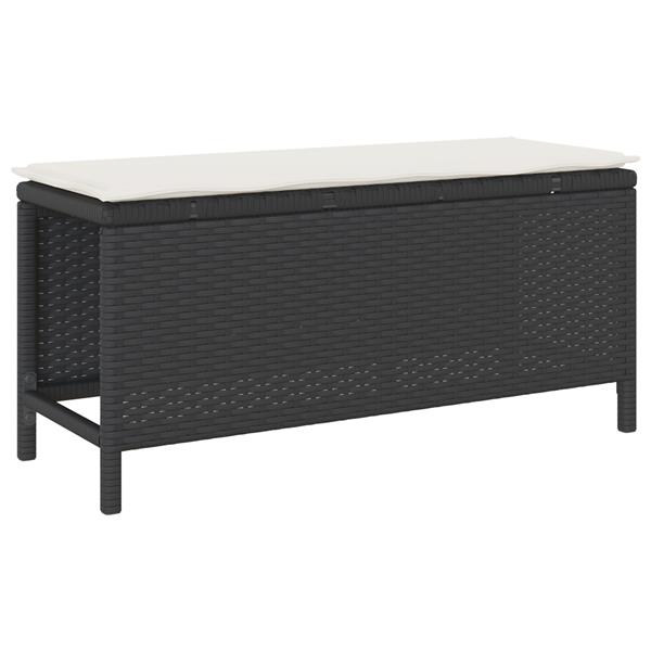 Grote foto vidaxl 3 delige tuinset met kussens poly rattan acaciahout zwart tuin en terras tuinmeubelen