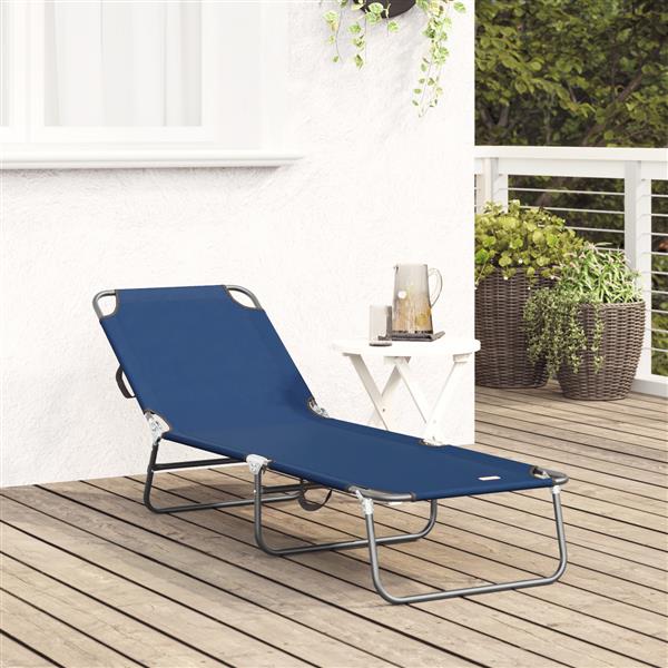 Grote foto vidaxl vouwbaar ligbed draagbaar blauw 600d oxford stof tuin en terras tuinmeubelen