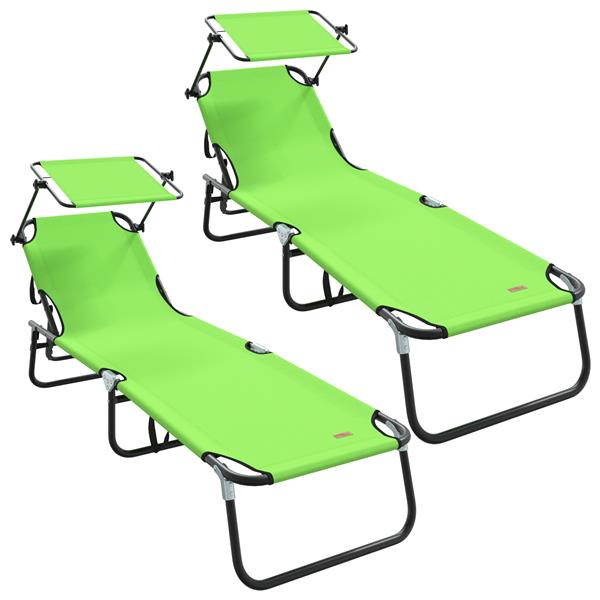 Grote foto vidaxl vouwbare ligbedden 2 stuks met luifel groen 600d oxford stof tuin en terras tuinmeubelen