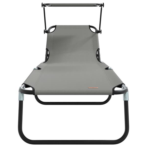 Grote foto vidaxl opvouwbare ligbedden 2 stuks met luifel grijs 600d oxford stof tuin en terras tuinmeubelen