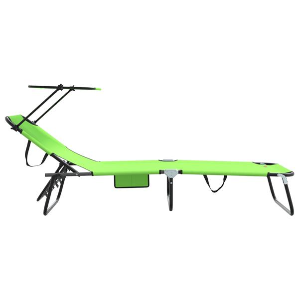 Grote foto vidaxl opvouwbaar ligbed met luifel groen 600d oxford stof tuin en terras tuinmeubelen