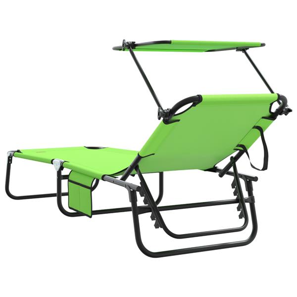 Grote foto vidaxl opvouwbaar ligbed met luifel groen 600d oxford stof tuin en terras tuinmeubelen